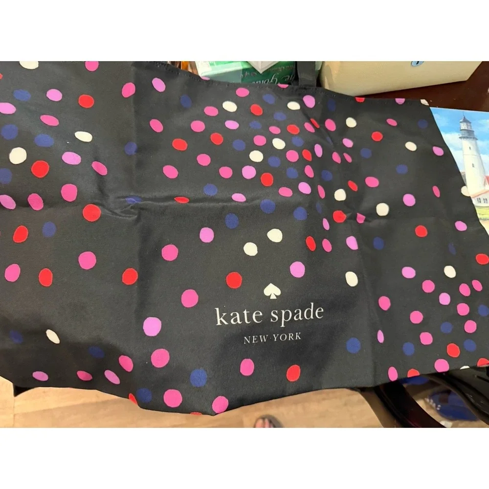 Kate Spade Confetti Black Fabric Polka Dot Shopper Tote New - Picture 3 of 6